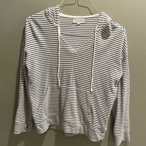 Max Studio Weekend Striped Hooded shirt - Cream & Blue